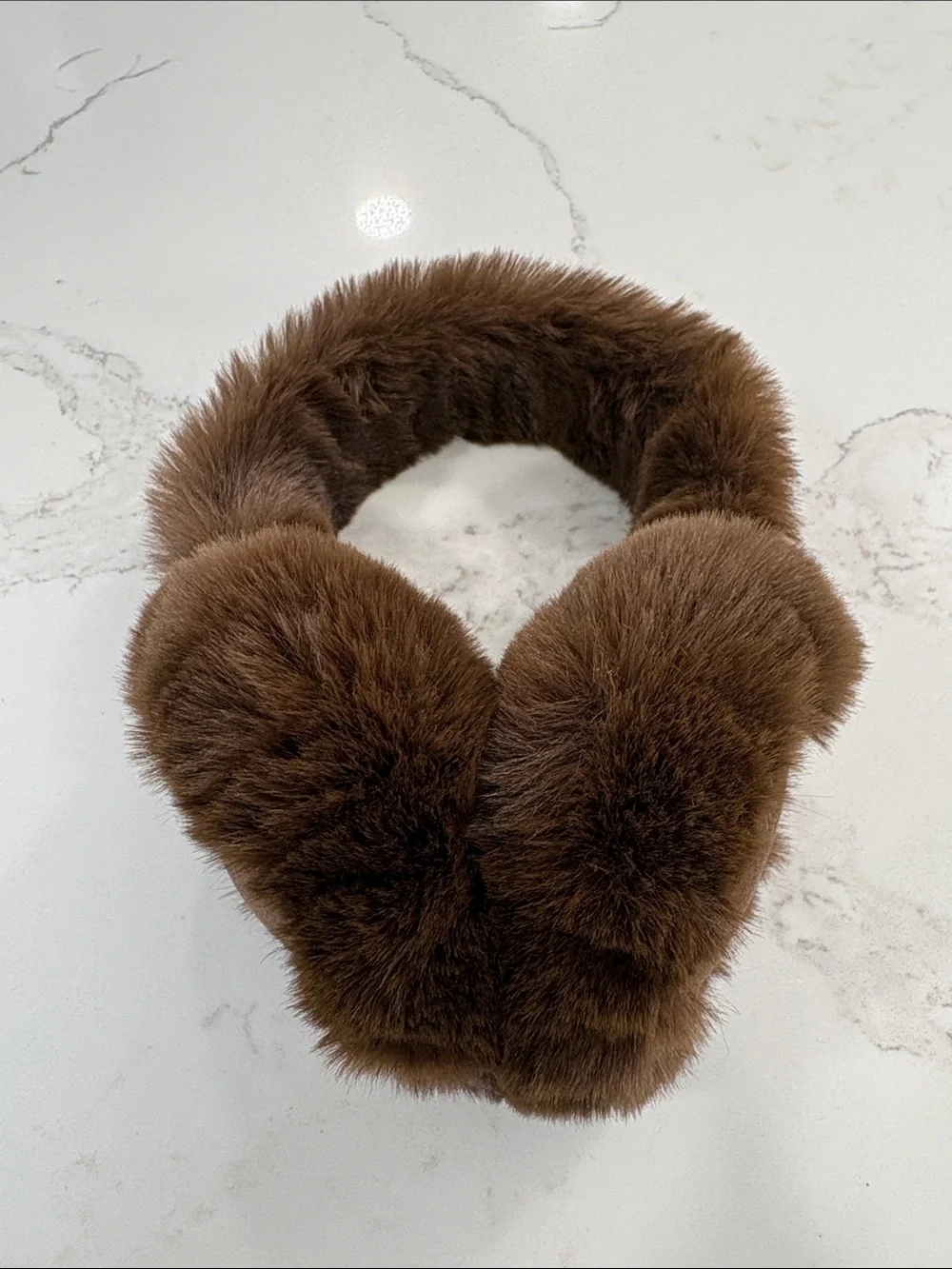 Brown Faux Fur & Suede Plush Earmuffs